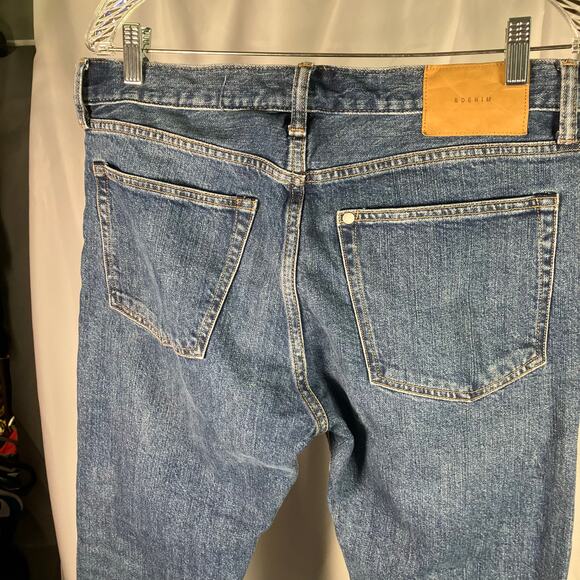 H&M &Denim Slim Straight Jeans Blue Stretch Mid Rise Size 32 Women’s Button Fly - Picture 3 of 15